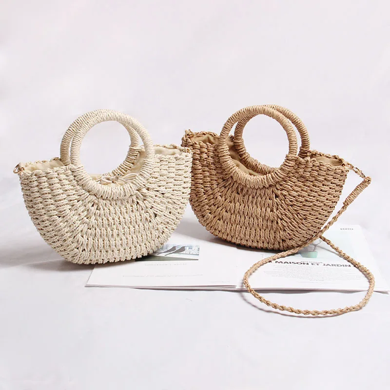 casual candy color rattan women handbags wicker woven lady shoulder crossbody bags summer beach small straw bag bali purses 2020