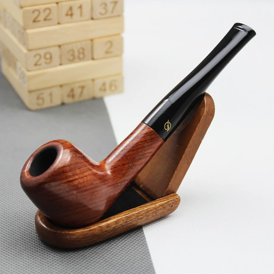 Handmade Rosewood Tobacco Smoking Pipe Red Wood Wooden Straight Smoke Pipe + Pouch + Stand/Holder 10pcs 9mm Filters DB083 tobacco pipe tobacco smoking accessories herb smoking pipe smoking pipe tobacco grinder