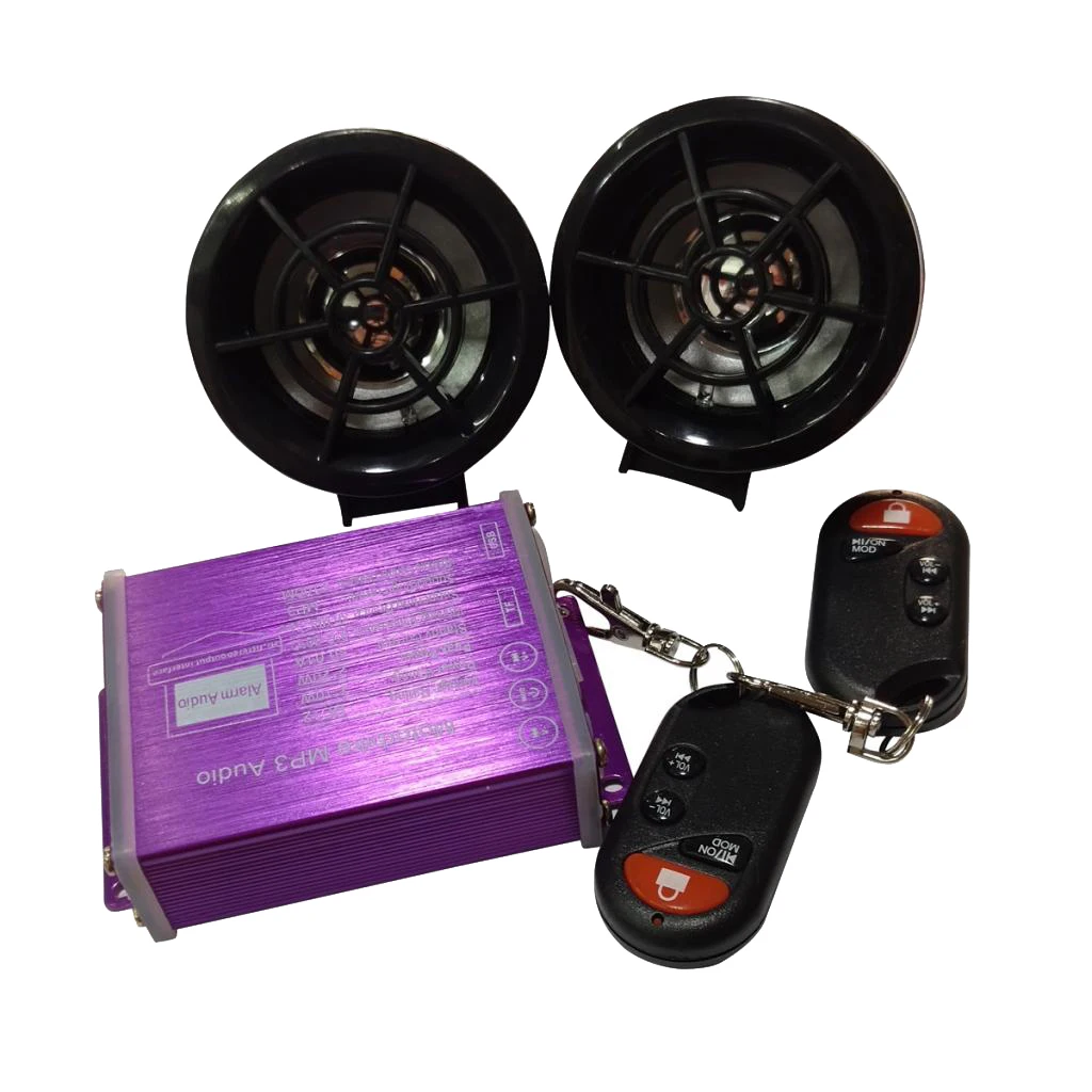 Waterproof Motorcycle Stereo Speakers Audio Sound System for ATV UTV and All 12 Volt Vehicles, MP3 Player (Black)