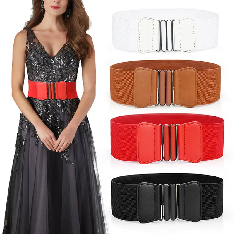Korean Fashion Waist Belts Women Solid Stretch Wide Belt Ladies Elastic