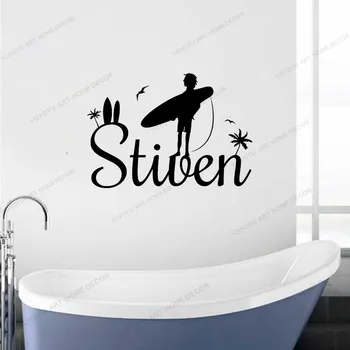 

Surf Custom Sea Palm Shark Gift Sea wall decals Boy Wall Decals Surfing Sports Decals Surfboard Wall Decals waves yw-147