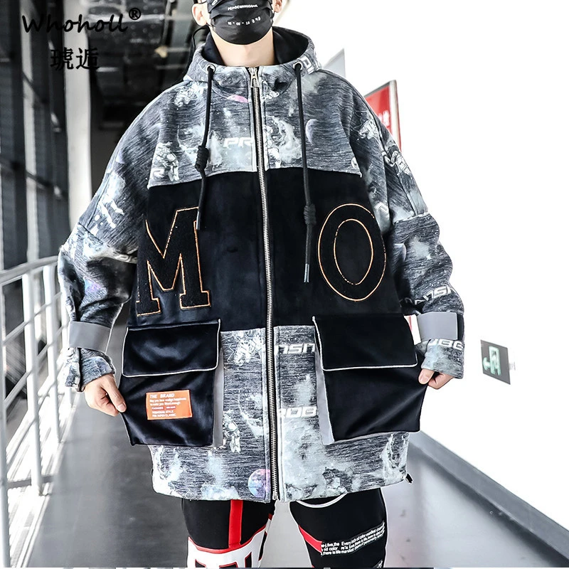 

2020 Winter Men Fleece Long Parkas Coat Winter Casual Thicken Warm Parkas Pocket Men Windbreker Lamb Jacket Men Outwear