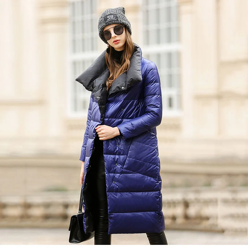 FTLZZ белая утка двойная Двусторонняя куртка для женщин плюс размер зимняя верхняя
