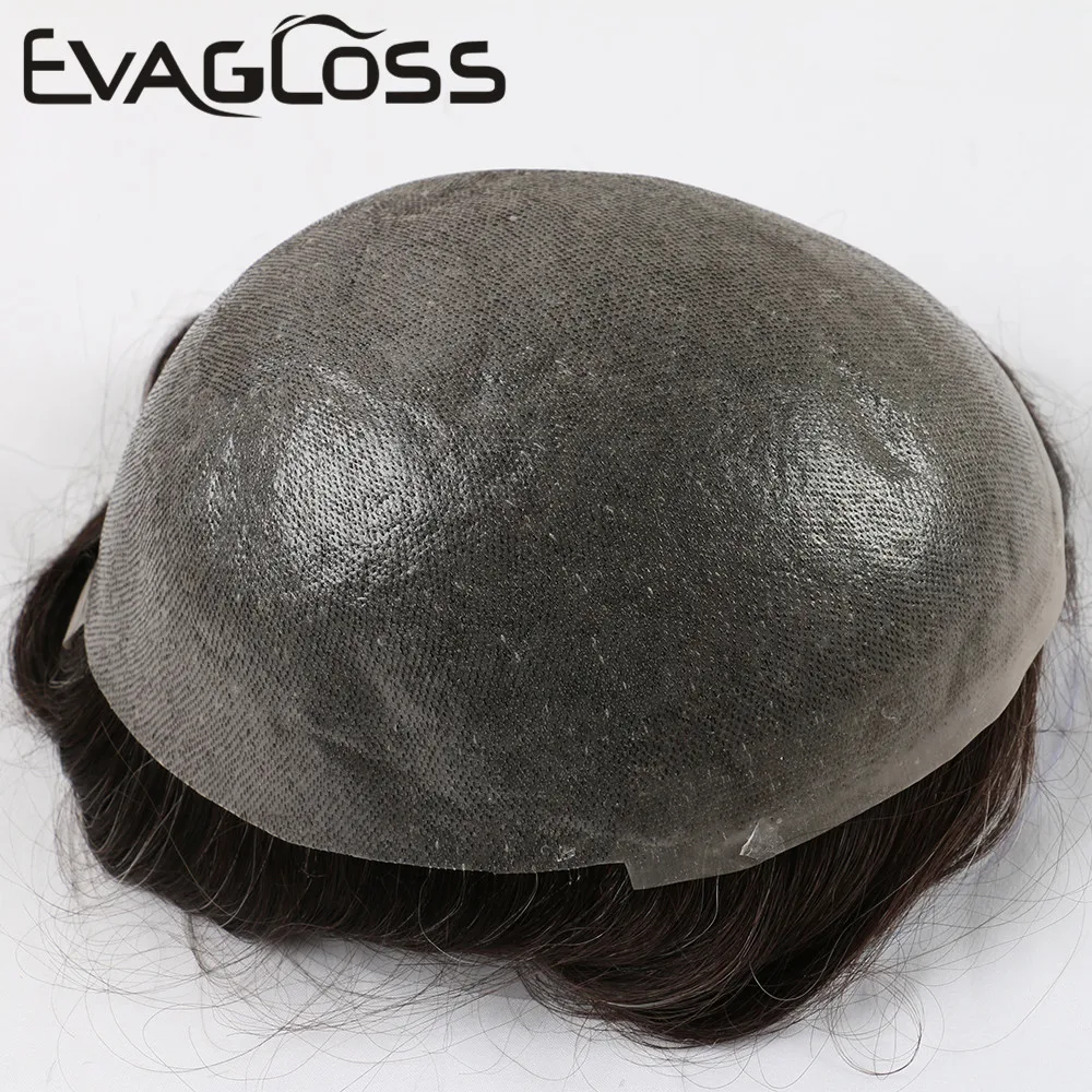 Мужские парики EVAGLOSS искусственная кожа искусственные волосы мужской парик