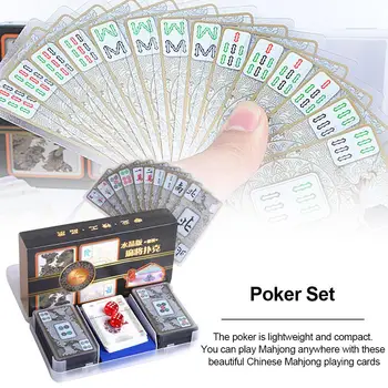 

Crystal Mahjong Set Poker Plastic Mahjong Card Waterproof Card Mahjong Travel Little Mahjong Table Game