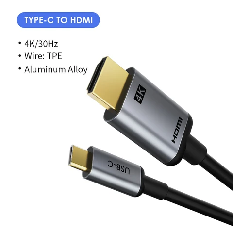 Type C to HDMI Cable Thunderbolt 3 4K 30Hz USB C Adapter for Huawei Mate 30 Xiaomi 10 Oneplus 7 USB C Adapter C374
