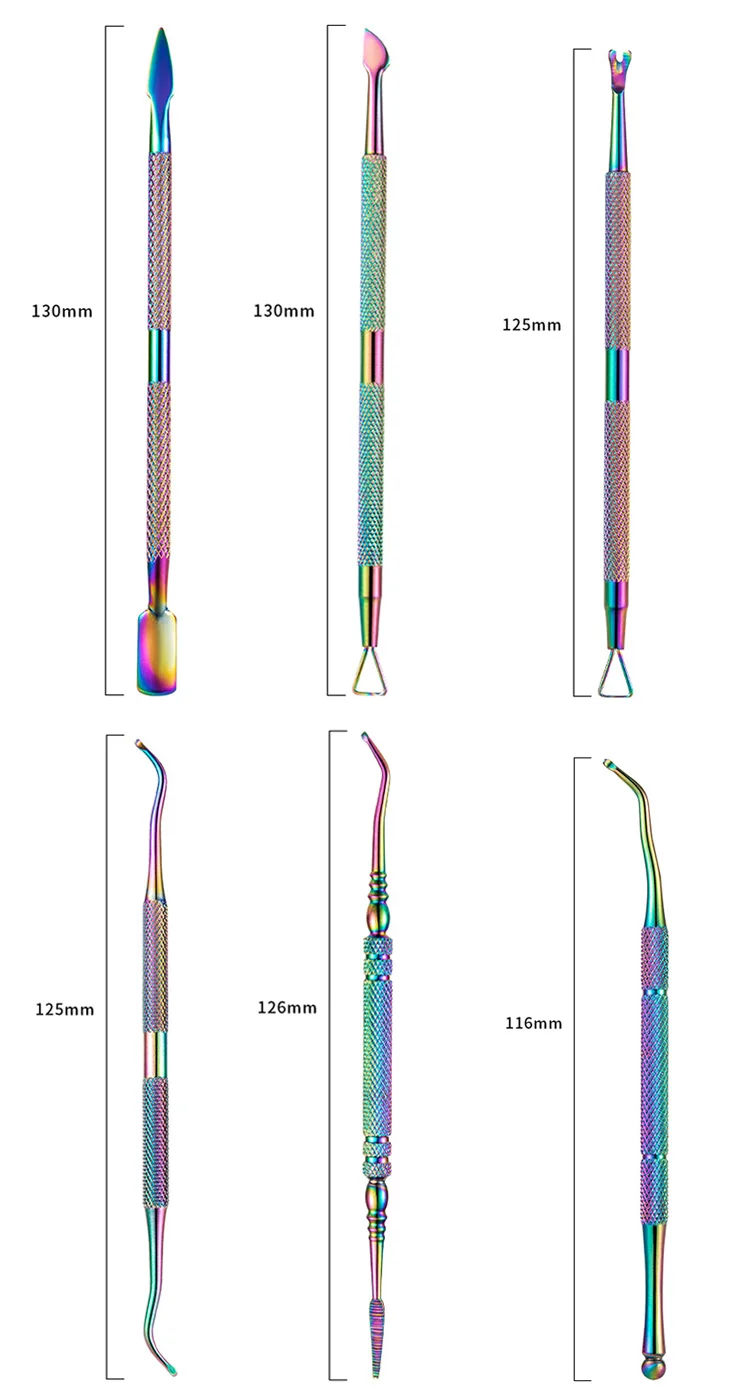 Многотипные радужные инструменты из нержавеющей стали толкатель кутикулы, вилка гель пушер для маникюра педикюр маникюрные ножницы маникюрный набор