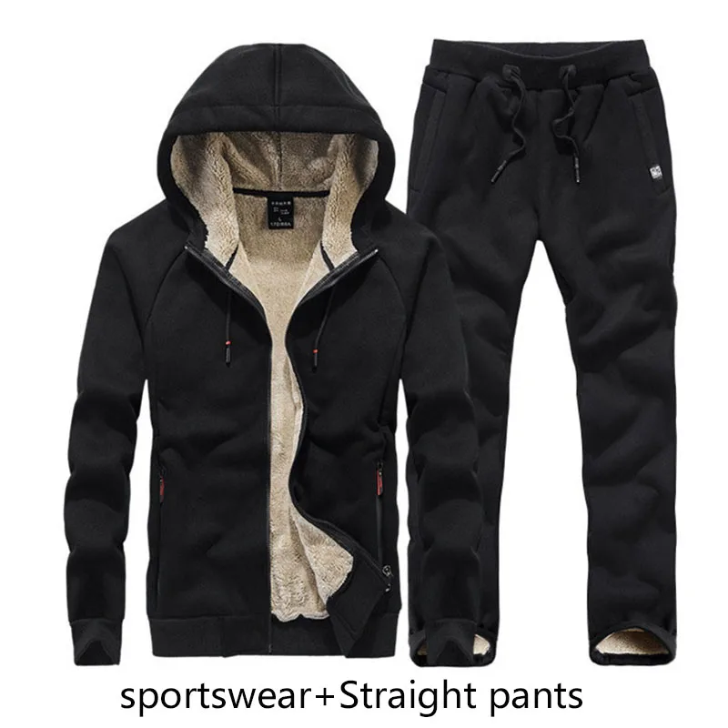 Мужские комплекты, зимние мужские пальто из овечьей шерсти и кашемира, бархатная утолщенная теплая спортивная одежда, повседневный модный мужской спортивный костюм chandal hombre