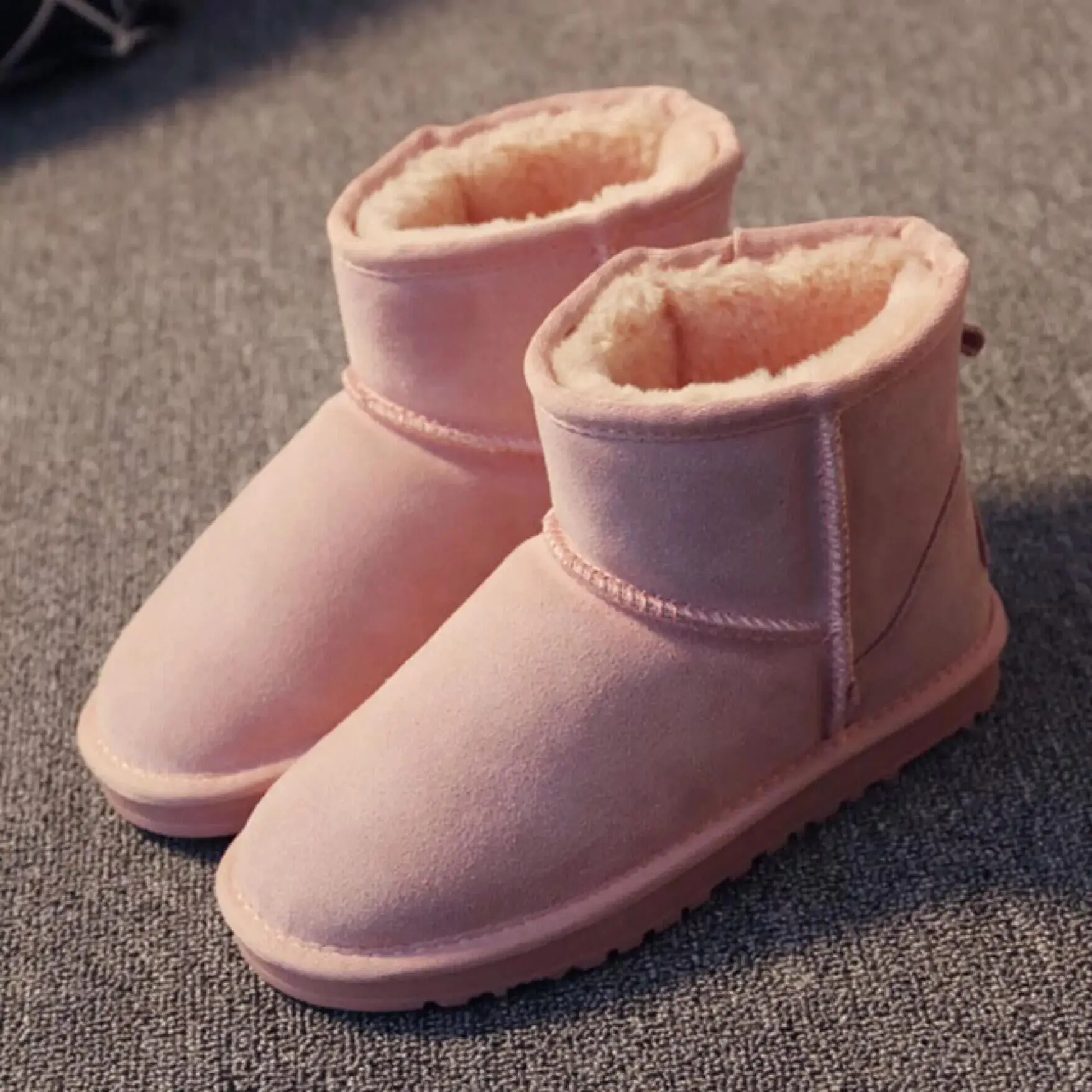 Теплые зимние ботинки австралийского бренда высокого качества; женские зимние ботинки; ботильоны из натуральной коровьей кожи; женская обувь; botas mujer - Цвет: Pink