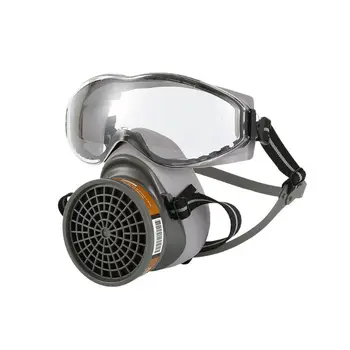 

1 Set Half Face Gas Mask with Goggles Chemical Dust Gas Mask Filter Breathing Respirator for Painting Spray Welding Industrial