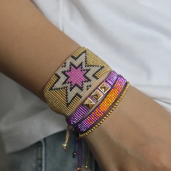 

Rttooas Gold Star MIYIKI Beaded Bracelet For Women Pulseras Mujer Moda 2020 Boho Handmade Woven Bileklik Armband