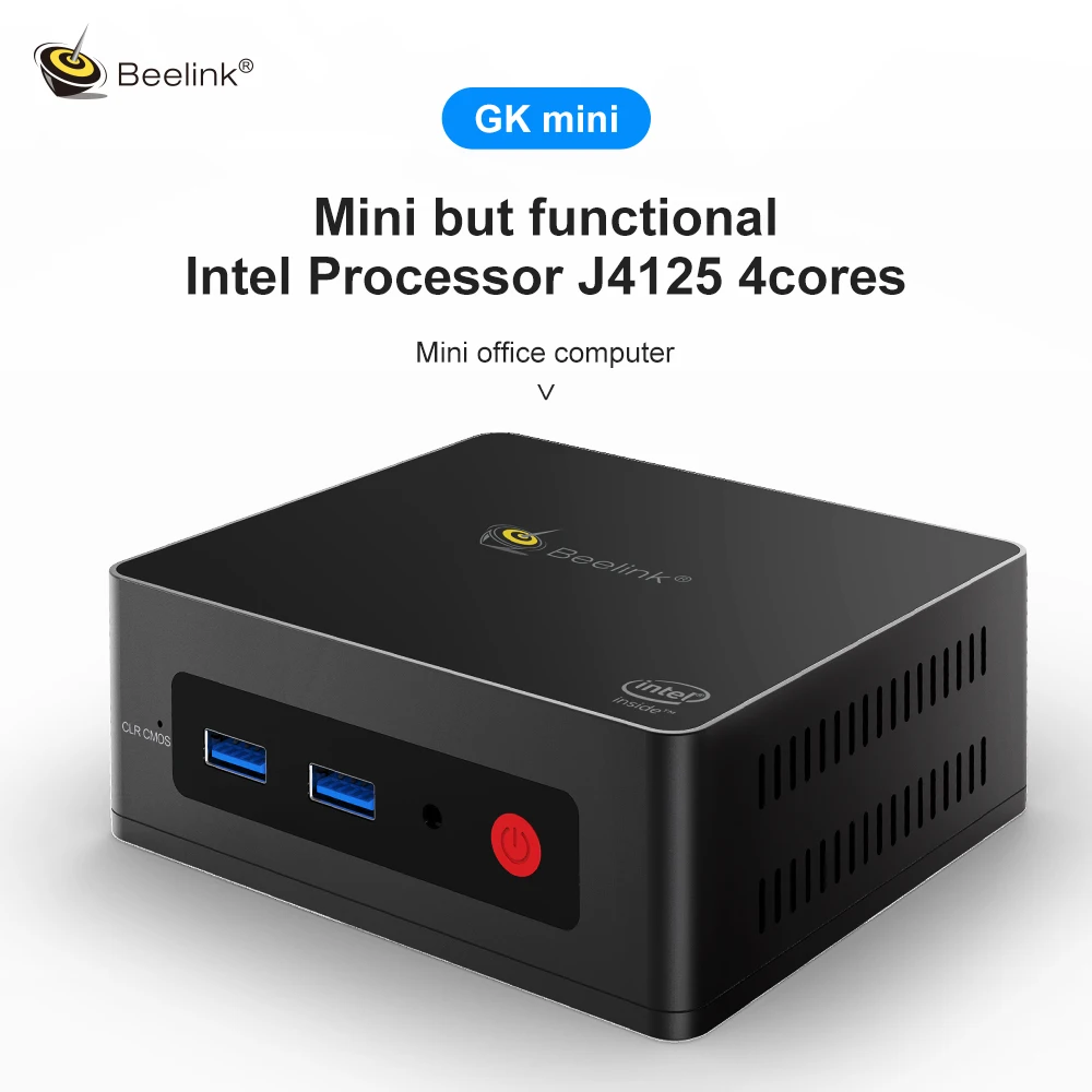 Gran venta 2021 apagado Beelink GK Mini Windows 10 MINI PC Intel Gemini J4125 8GB 128GB 5,8G WiFi 1000M LAN Bluetooth 4K computadora de juegos del GK55 DolGYdwE13J