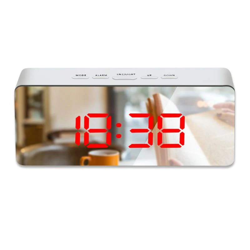 Зеркальный светодиодный Настольный будильник светящийся цифровой Повтор времени температура Пробуждение светильник с подсветкой Настольные часы украшение для дома часы - Цвет: Red
