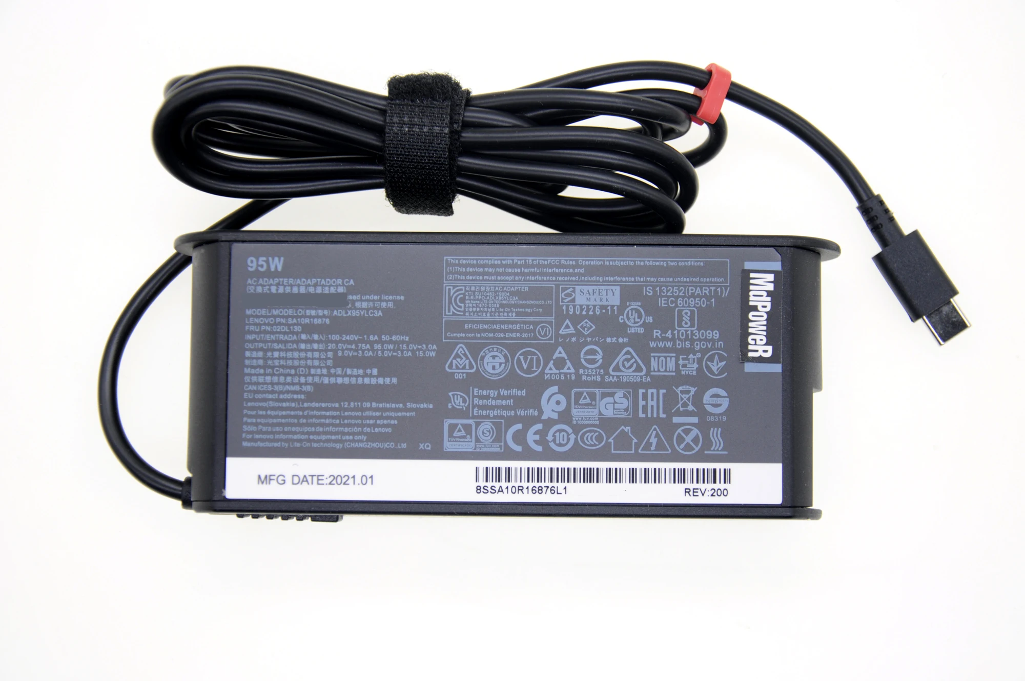 95W C타입 충전기, 레노버 ADLX95YCC3 요가 14S THINKPAD X1 카본 T470ST AC 어댑터용, 20V 4.75A 15V 3A 9V 3A 5V 3A