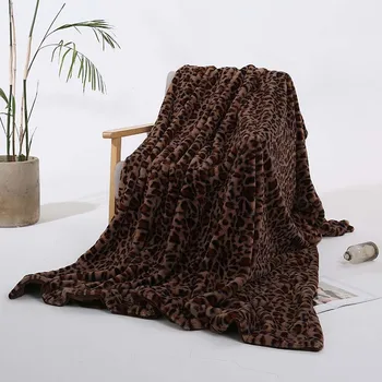 

Leopard Striped Warm Home Bedding Thick Blanket Sofa Coral Office Fleece Bed Quilt Couch Coverlet Plaid Cover Armchair
