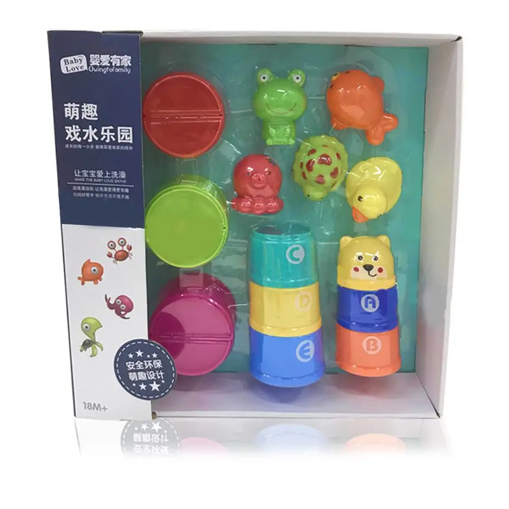 Round stack cup Kuulee игрушки под силиконом морские животные Ванна песок штабелирование чашек для мальчиков и девочек Высокое качество ребенок интересные игрушки - Цвет: Round stack cup