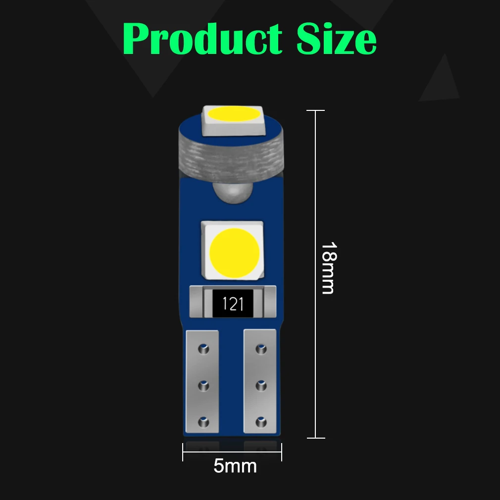 10 шт. светодиодный супер яркий светильник T5 W1.2W 27 74 86 206 3 SMD 3030 для салона