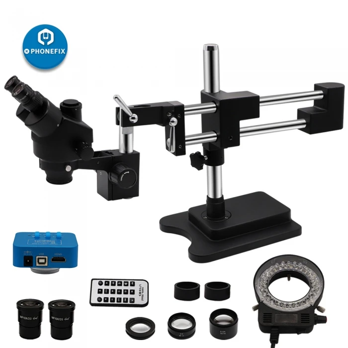 Tools Microscopes Double Arm Boom Stand Microscope 3.5X90X Black Simul