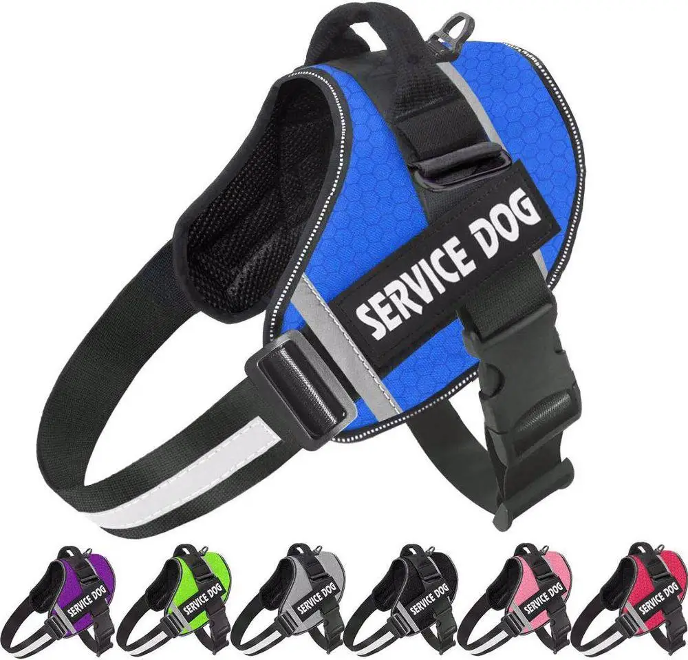 

Pet Dog Harness Service Dog Reflective Harness Adjustable Nylon Collar Vest for Dogs Walking Running Customizable Pets Supplies