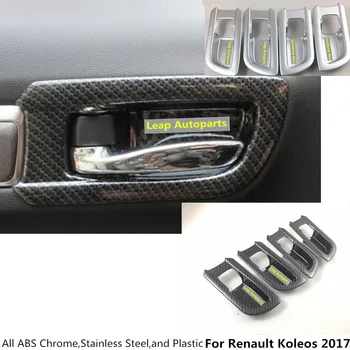 

For Renault Koleos 2017 2018 2019 2020 Cover Protect Detector Stick Trim Carbon fibre Car Door Inner Built Handle Bowl 4pcs