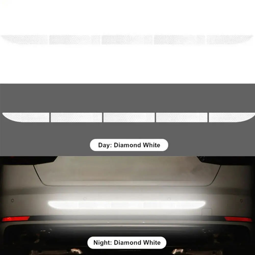 Светоотражающая наклейка для автомобиля Nano автостайлинг багажник Светоотражающая Предупреждение ющая полоса Автомобильная наклейка лента безопасности Автомобильная декоративная дополнительная накладка - Цвет: Diamond White