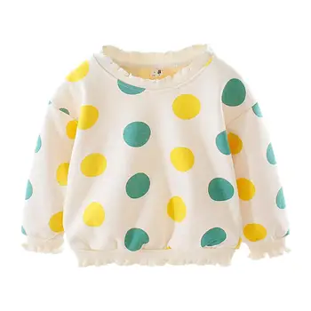

Spring Autumn Sweatershirt Baby Girl Kids Cotton Warm Long-Sleeves Thicken Popular Personality Round Neck Dot Clothes