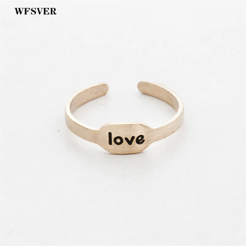 rose gold WFSVER женское кольцо из нержавеющей стали золото/серебро/розовое золото цвет буквы любовь Незамкнутое регулируемое кольцо для пары модные ювелирные изделия - Цвет основного камня: rose gold