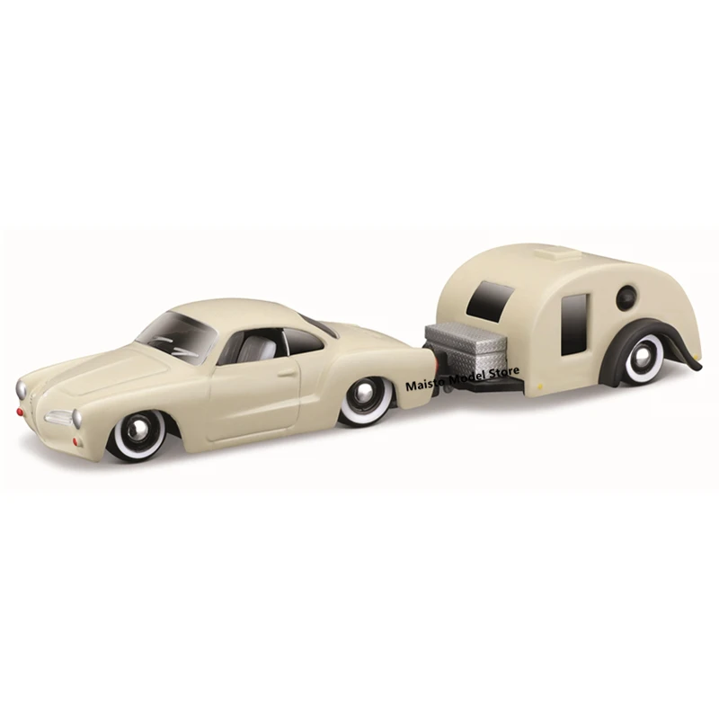 Maisto 1:64 1966 Volkswagen Karmann Ghia / Trabeler Trailer Design Trailer & Go Die-Cast Precision Model Car Model Collection Gift