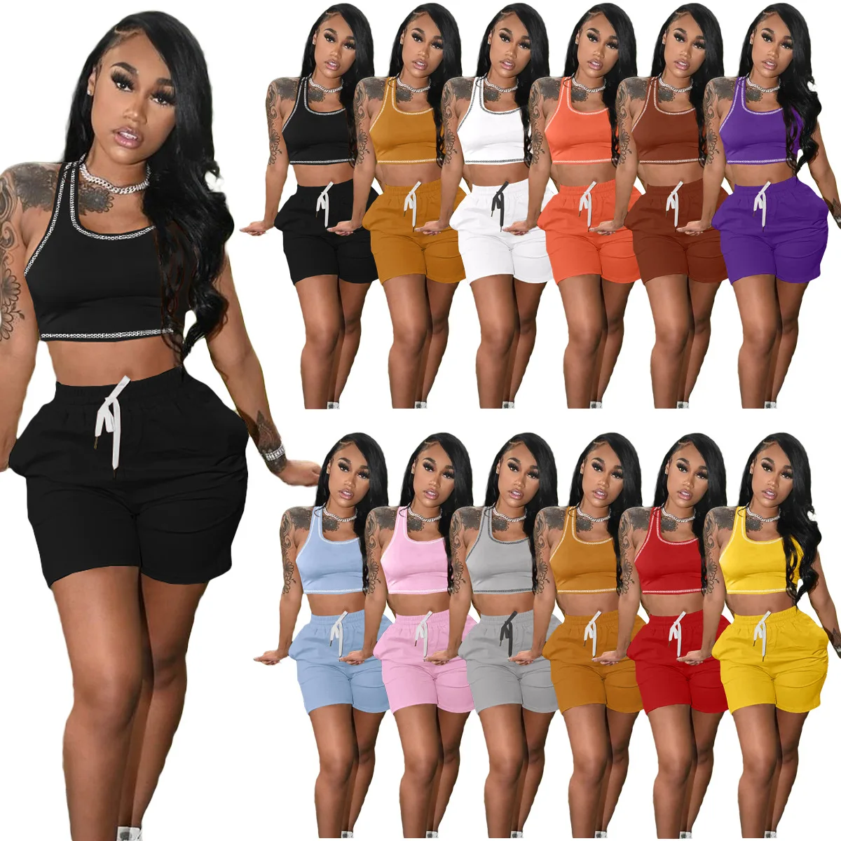 Biker Shorts 2 Piece Set Outfits for 
