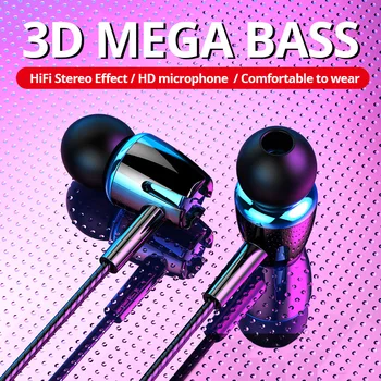 

In Ear Wired Earphone Stereo Wire Control Earbuds With Mic 3.5mm AUX Bass Sport Cell Phone Headset Soft Ear Caps Wired Earphones