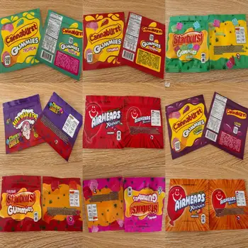 

Cannaburst Gummies Sours Mylar Bag 500mg Childproof Edibles Empty Zipper Retail Storage For Dry Herb Tobacco Flower Package