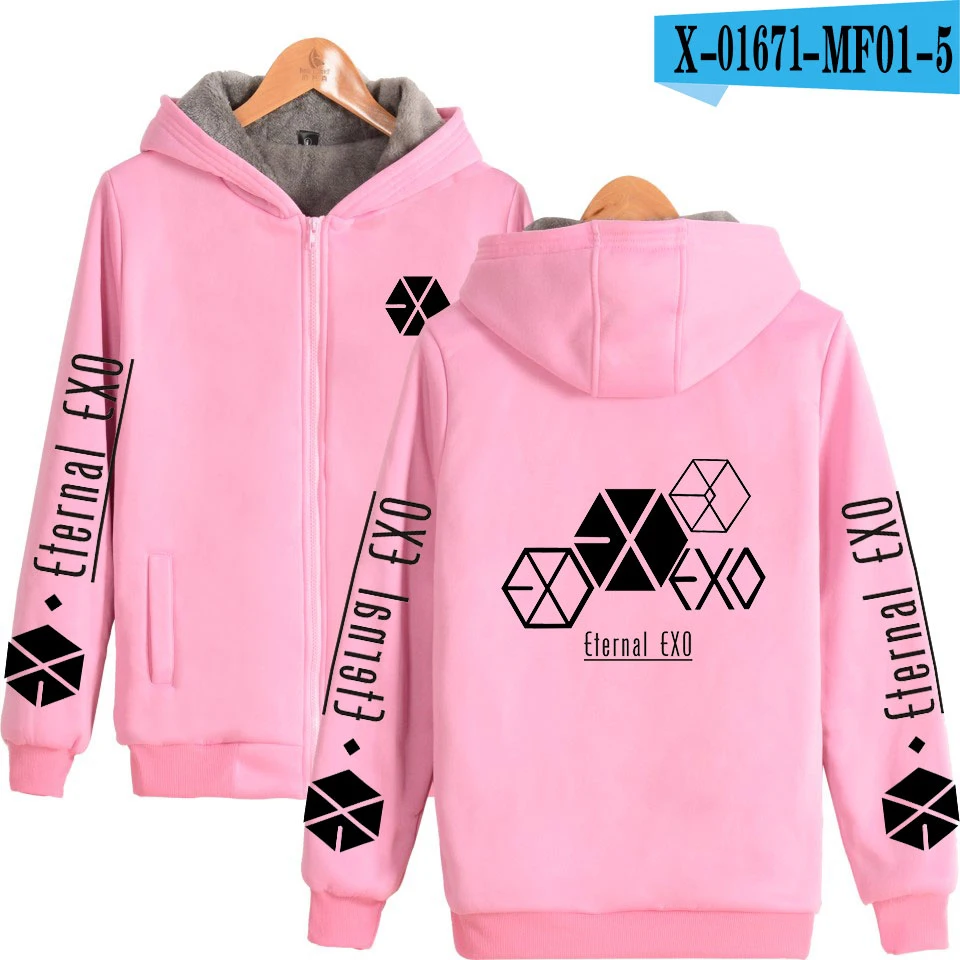 EXO PLANET#5 принт хип хоп Kpop Повседневная Уличная модная популярная парка Basic на молнии уличная сохраняющая тепло парки свободного покроя - Цвет: white