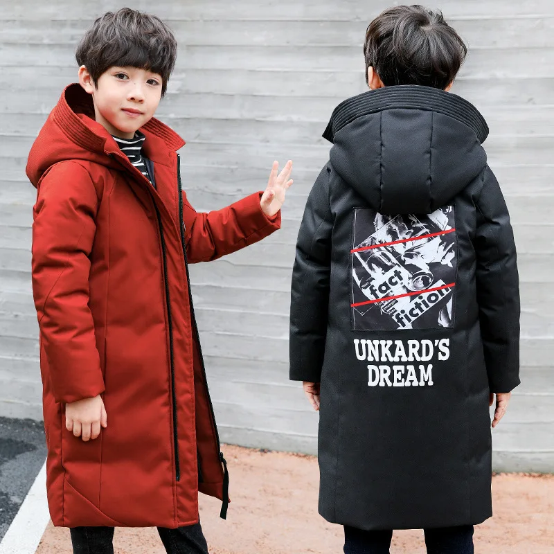 Детская одежда 30 градусов Одежда для мальчиков теплая зимняя хлопковая куртка с капюшоном, пальто водонепроницаемая утепленная верхняя одежда детская парка