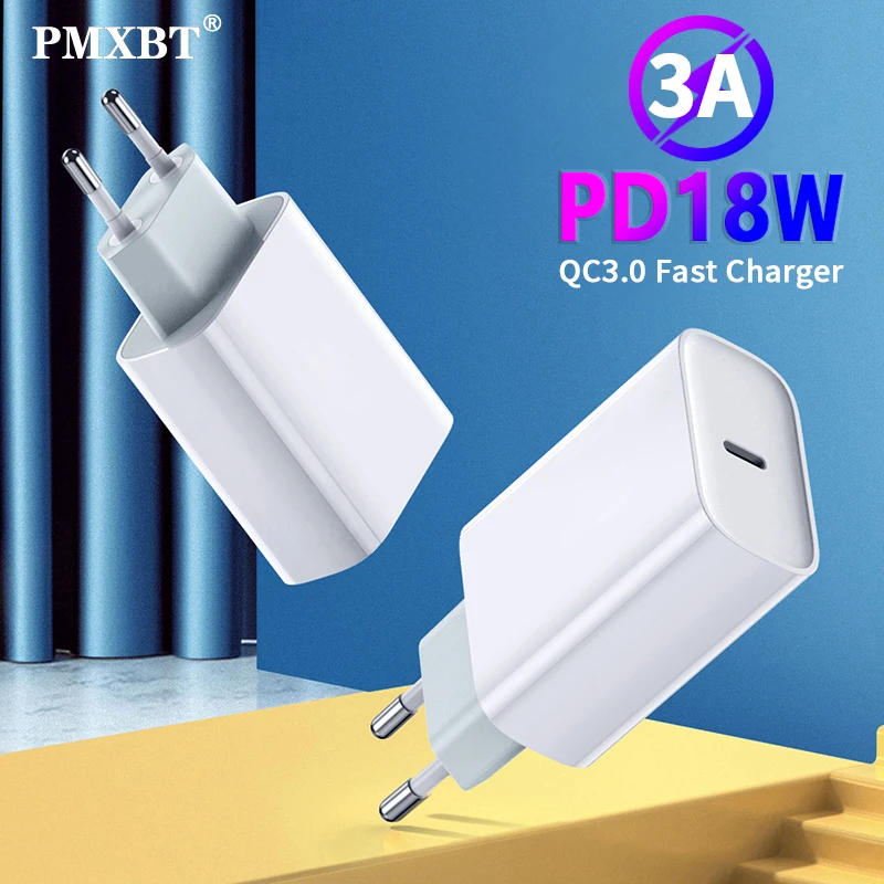 Зарядное устройство PD USB Type C 18 Вт адаптер для быстрой зарядки iPhone 11 Pro XR Macbook вилка