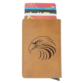 

2019 New Classic Bald Eagle Design Rfid Card Holder Men Women Wallets Vintage Short Purse Leather Slim Wallets Mini Wallet Gifts
