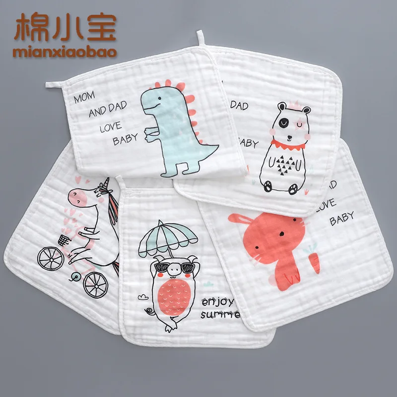  Cotton Separate Printed Kerchief Washing Gauze Handkerchief Baby Bibs Class a Pure Cotton Small Tow