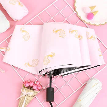 

Girl's Heart Umbrella Folding Rain / Umbrella Vinyl Small Fresh Sun Sun Protection