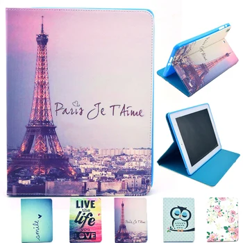 

Case For Ipad Air 2 A1566 A1567 Owl Tower Rose PU Leather Auto Wake/Sleep Stand Flip Smart Cover Folio Tablet Cases Shockproof