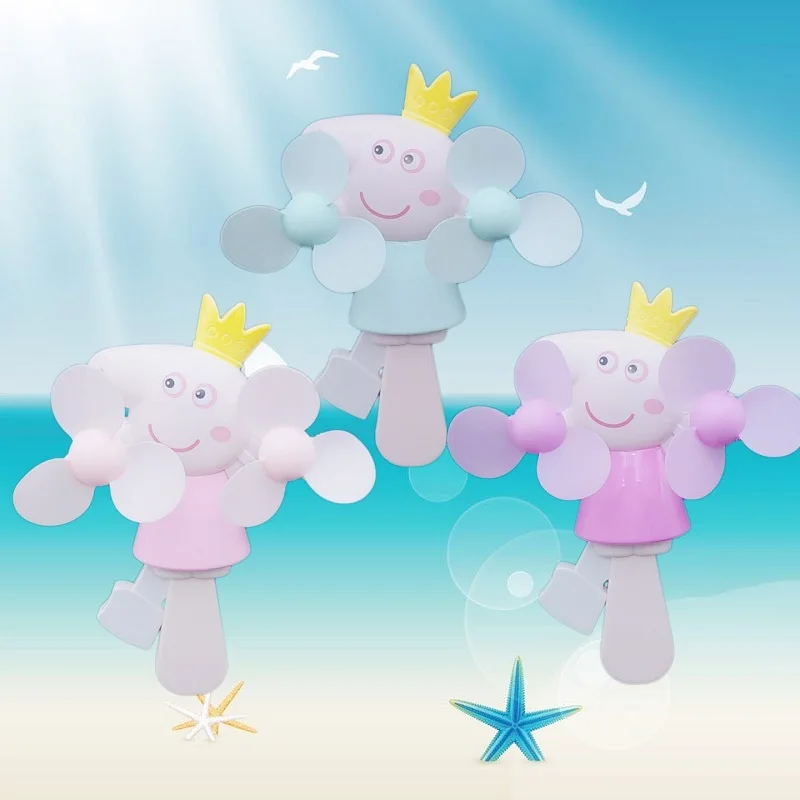 

Peppa pig toy George pig Fan Mini Portable Cartoon Hand Pressure Fan Page Manual Kids Handheld Summer fan toy for Children