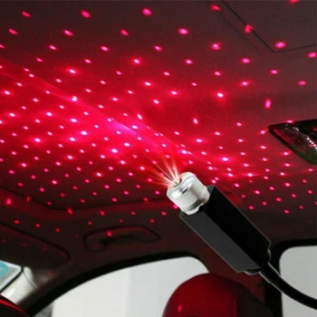 

12V DC Car LED Atmosphere Lamp Starry Sky Projector Red Color Decorative Lamp Mini Stage Lamp USB Car Interior Light