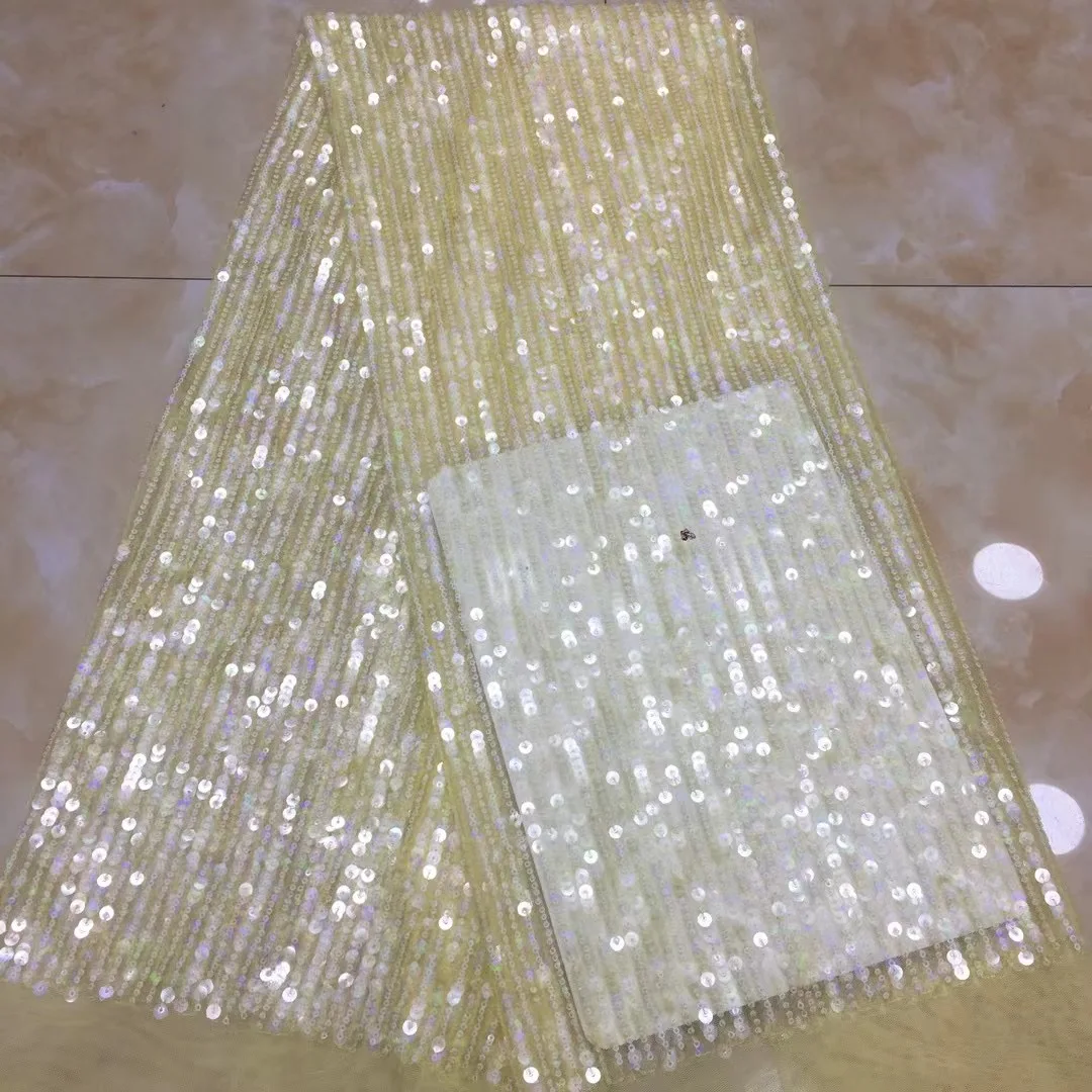 

Latest Sequin Lace Fabric 2021 High Quality African Net Lace Mesh Fabric French Lace Fabrics With Sequins For Party NXZ5117