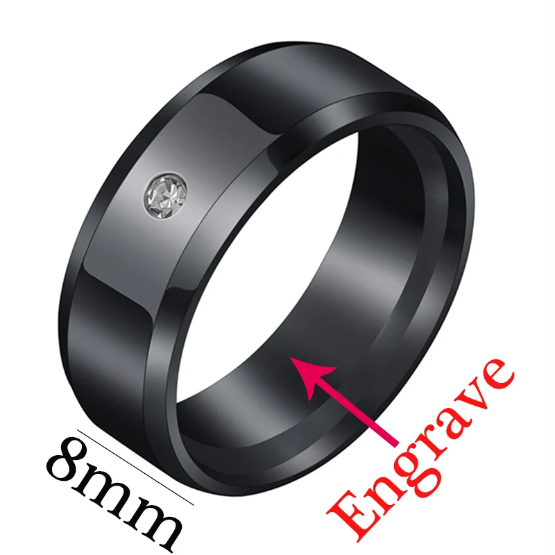 8mm Engrave Inside Letdiffery кольца с именем на заказ для пары, 6 мм, нержавеющая сталь, выгравированные названия даты, свадебные кольца для женщин и мужчин, ювелирные изделия, подарки на помолвку - Цвет основного камня: 8mm Engrave Inside