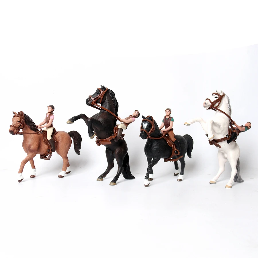 Figurine d'équitation réaliste avec cheval pour fille, modèle de cavalier  en plastique, jouet de jeu, décoration de gâteau, cadeau de Noël et  d'anniversaire pour enfant - AliExpress
