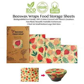 

Reusable Storage Wrap Sustainable Organic Fruit Vegetable Cheese Food Wrapping Paper BPA & Plastic Free Beeswax Food Wrap