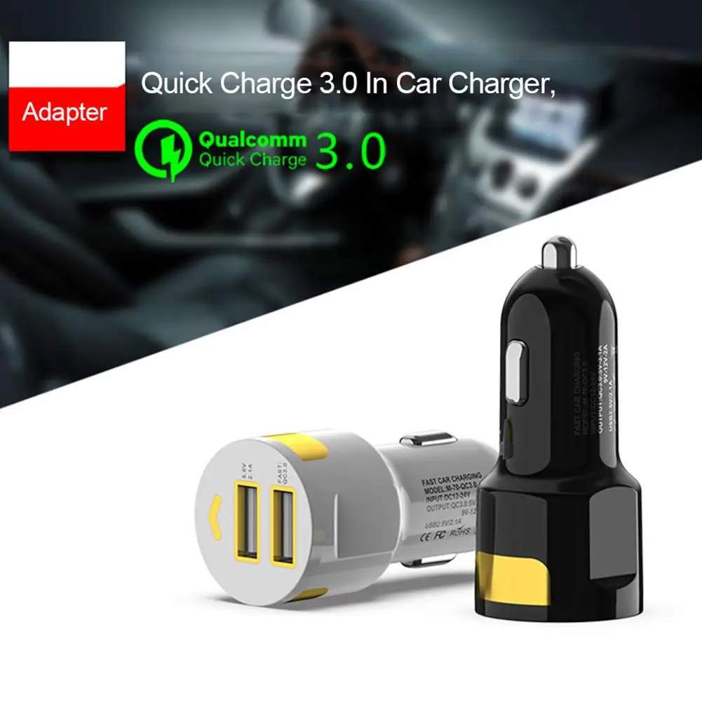 Автомобильное зарядное устройство с 2 USB портами 3 0 дюйма|Кабели адаптеры и