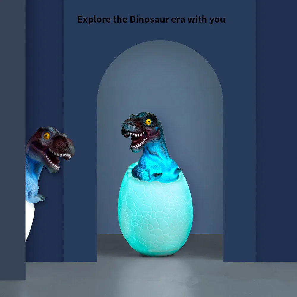 Новинка, 3D яйцо динозавра, ночник, 16 цветов, сенсорный сенсор, перезаряжаемый светодиодный настольный светильник для детей, Рождество, USB, крутой подарок