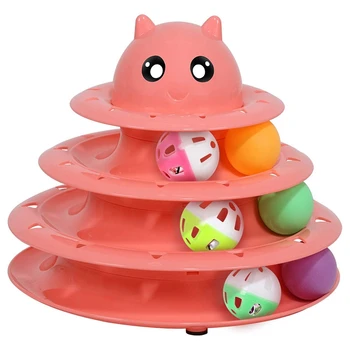 

Cat Roller Cat 3 Layer Tower Track Roller 6 Color Balls Interactive Kitten Fun Exercise Toy
