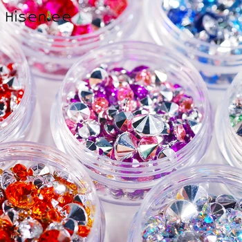 

15 Patterns of Various Sizes New Sharp Bottom Back Mixed Acrylic Rhinestones 3D Shiny Charm DIY Nail Supplies Accessories