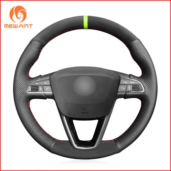 

MEWANT Genuine Leather Suede Steering Wheel Covers for Seat Leon 5F Mk3 2013-2019 Ibiza 6J Tarraco Arona Ateca Alhambra Parts