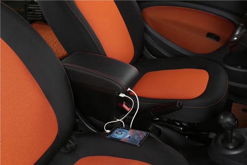 Для smart fortwo подлокотник коробка Универсальная автомобильная центральная консоль smart forfour caja модификация двойная приподнятая с USB без сборки